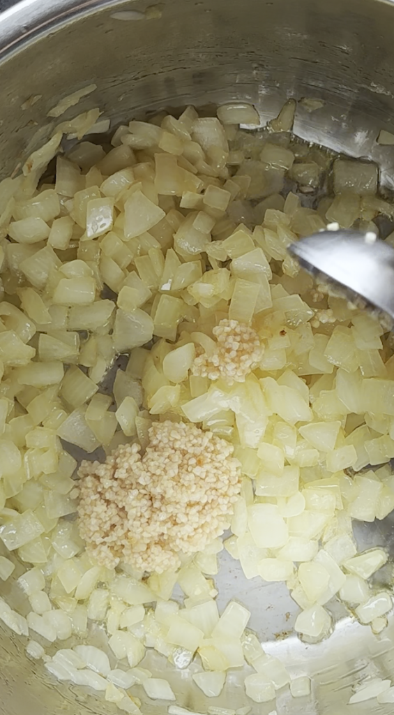 diced onions and garlic